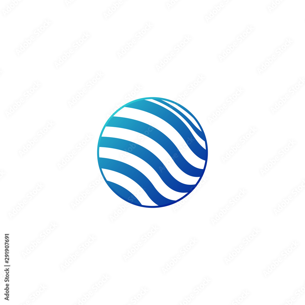 Abstract wavy round conceptual Logo in circle shape. Perfect for your company logo or presentations. Stock Vector illustration isolated on white background