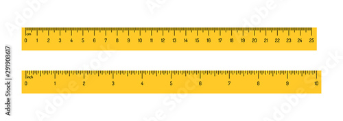 Measuring rulers scale vector illustration isolated on white background