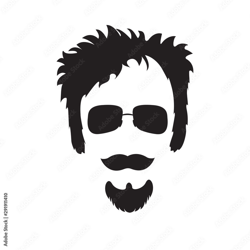 Hipster. Beard, mustache, accessories. Dad's Day. Cartoon character without  faces. Vector black and white hand-drawing in flat style. Stock Vector |  Adobe Stock