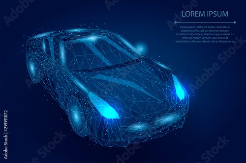 Quadro su tela Abstract mash line and point high speed motion car