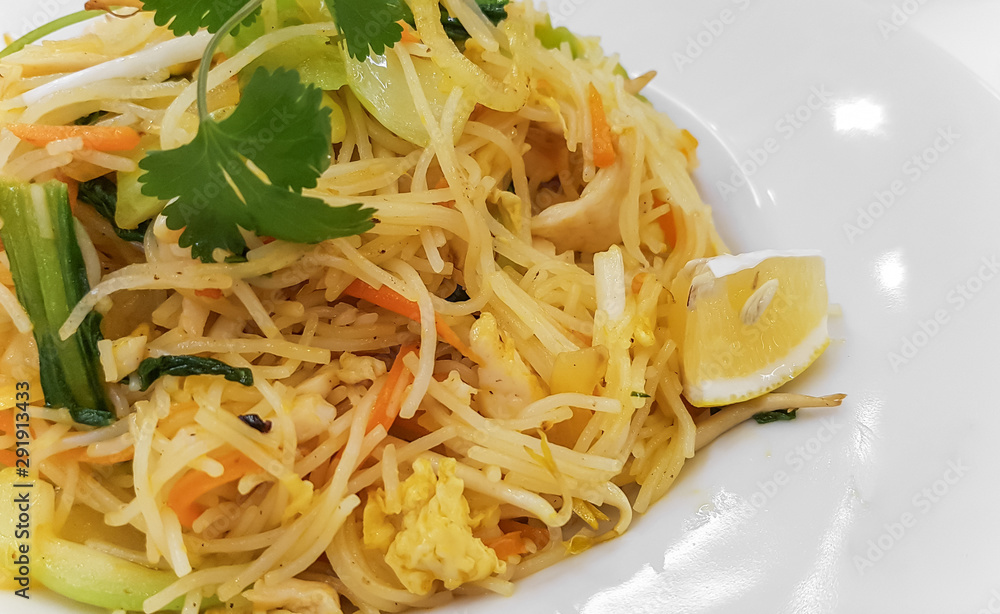 Closeup of Asian fried noodles Closeup of Asian fried noodles