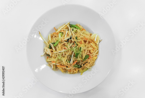 Closeup of Asian fried noodles