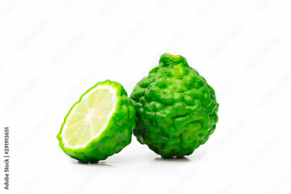 Bergamot with half isolated on white background Bergamot with half isolated on white background