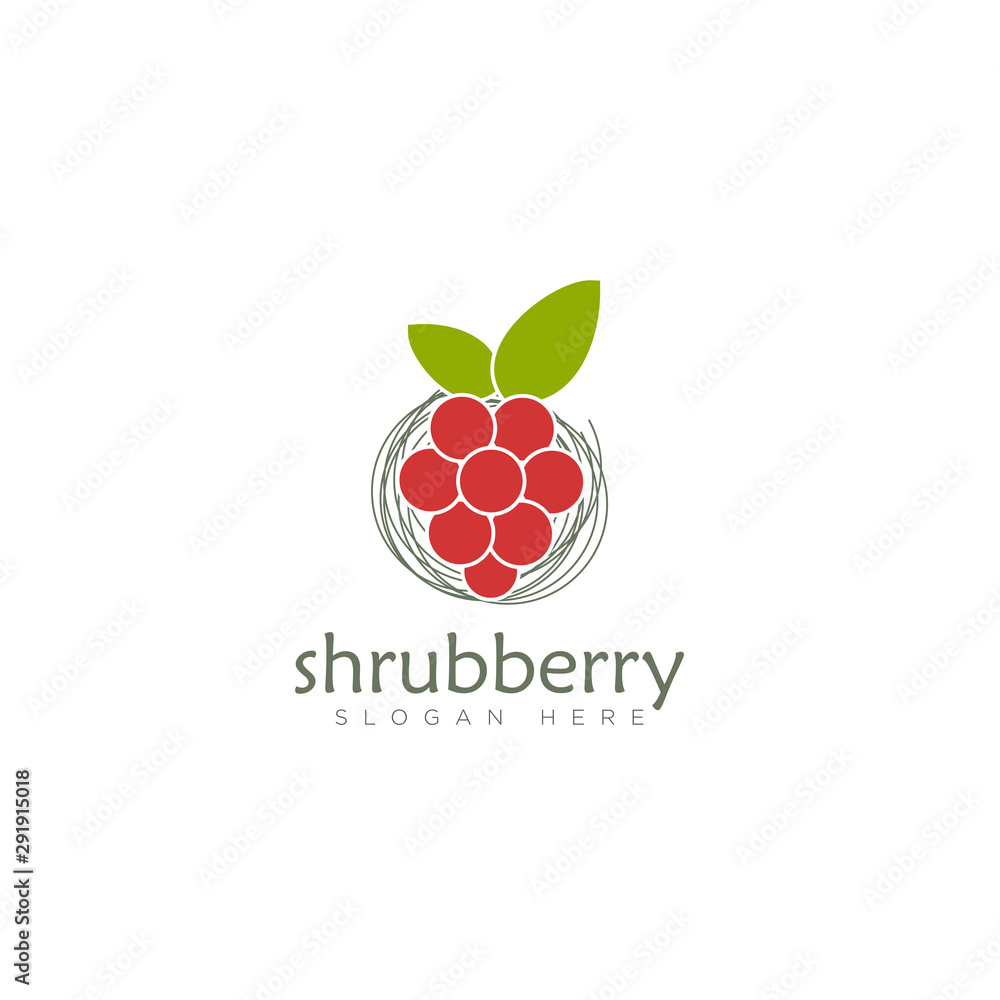 Ταπετσαρία fresh logo shurbbery, with nest as shrubery and fruit berry vector