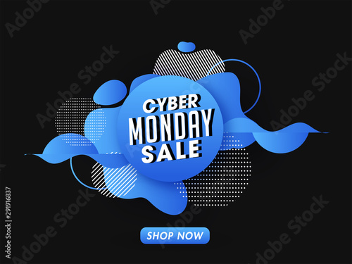 Typography of Cyber Monday Sale on abstract background for Advertising concept.
