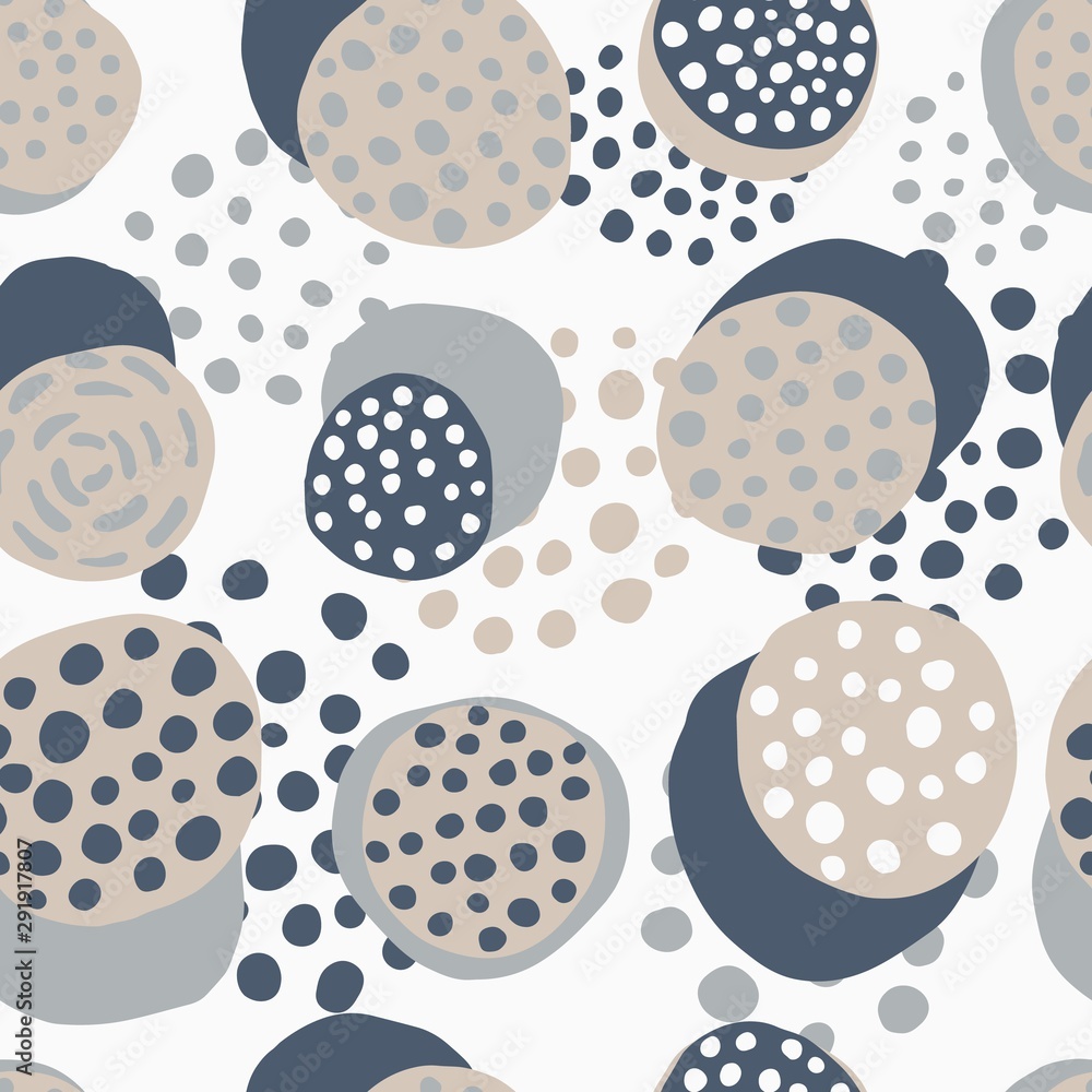 Scandinavian abstract dot simple seamless pattern on white background.