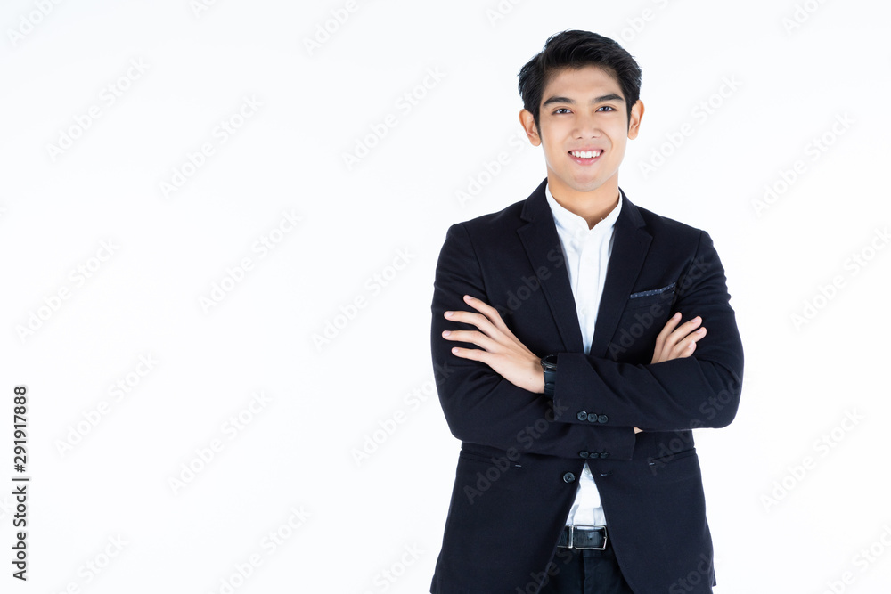 fashion Portrait of handsome young Asian man with arms folded isolated on white grey blank copy space studio background,Business success concept fashion Portrait of handsome young Asian man with arms folded isolated on white grey blank copy space studio background,Business success concept