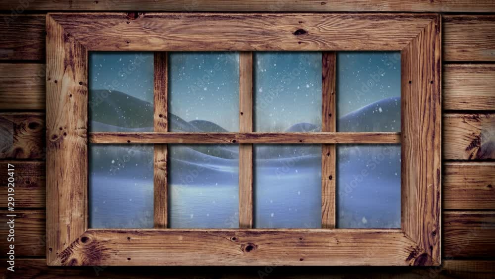 Winter scenery seen through window Winter scenery seen through window