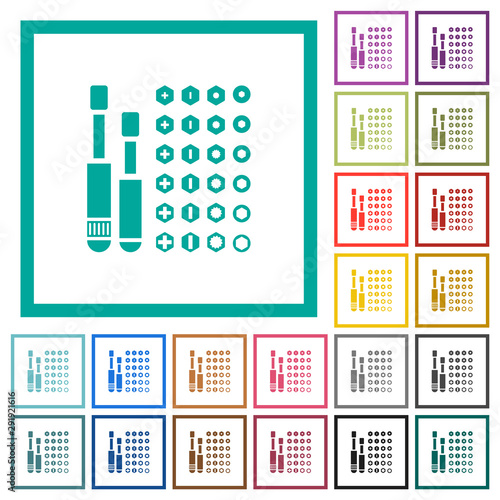 Set of screwdriver bits flat color icons with quadrant frames