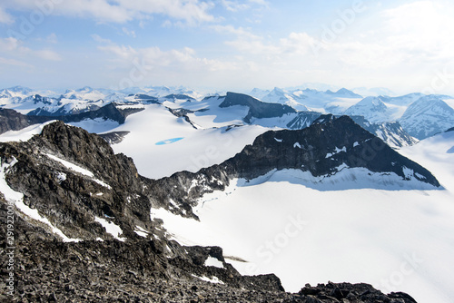 Awesome winter view from Galdhopiggen mountain in Jotunheimen