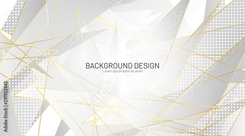 Abstract gray triangle and gold lines geometric technology background design company EPS 10. Vector illustration