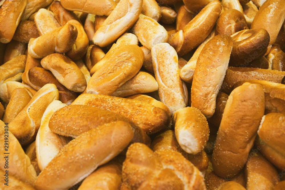 Fresh baked bread at the market closeup. Food background concept Fresh baked bread at the market closeup. Food background concept