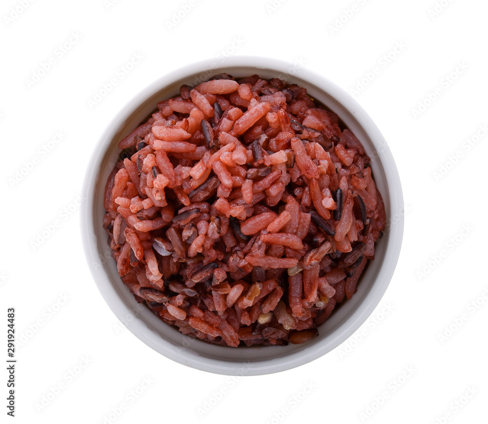 brown rice in white bowl on white background brown rice in white bowl on white background