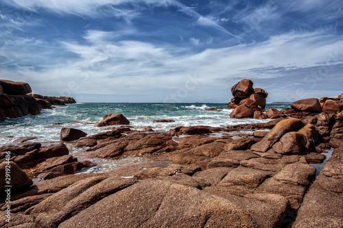 Bretonic Coast and Beach with Granite Rocks at the Cote de Granit Rose - Pink Granite Coast © Nailia Schwarz