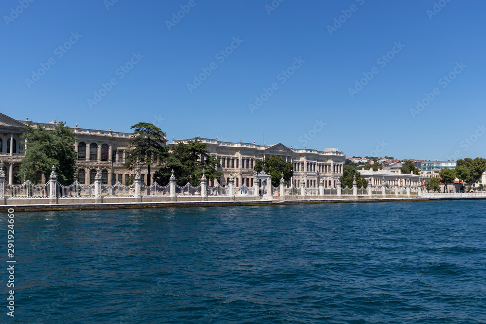 View from Bosporus to Dolmabahce Palace city of Istanbul