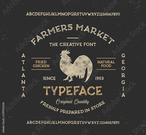 Vintage Retro Textured Decorative Type. Organic Font Vector illustration.