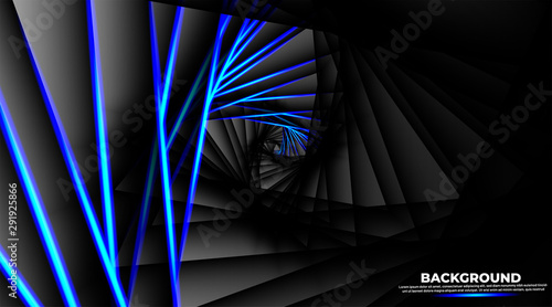 Optical illusion in the form of a round triangle in the distance with blue light twisters