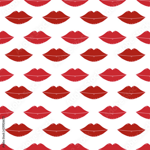 Wallpaper Mural Kisses seamless pattern. Glamour vector background with red lips. Romantic kisses pattern for textile design. Torontodigital.ca