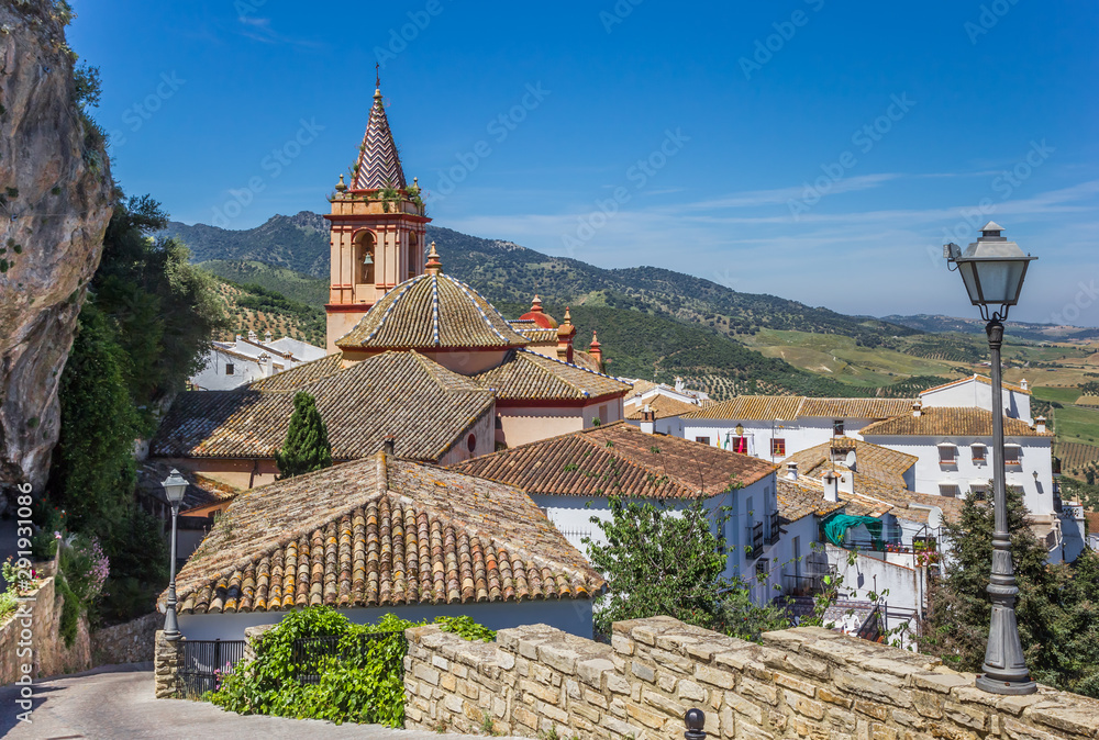 Obraz premium Santa Maria church on top of the hill in Zahara, Spain