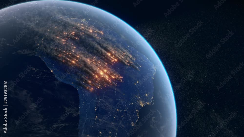 Amazon Rainforest Fire From Space. Satellite Night View Shows a Lot of Wildfires Burning in the Brazilian Amazon Forest. Massive Firestorms Rips Through Parts of the Amazon. Amazon Rainforest Fire From Space. Satellite Night View Shows a Lot of Wildfires Burning in the Brazilian Amazon Forest. Massive Firestorms Rips Through Parts of the Amazon.