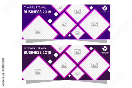 Vector design flat color backgrounds stock vector, horizontal banner with photo collage. layout mosaic square. 