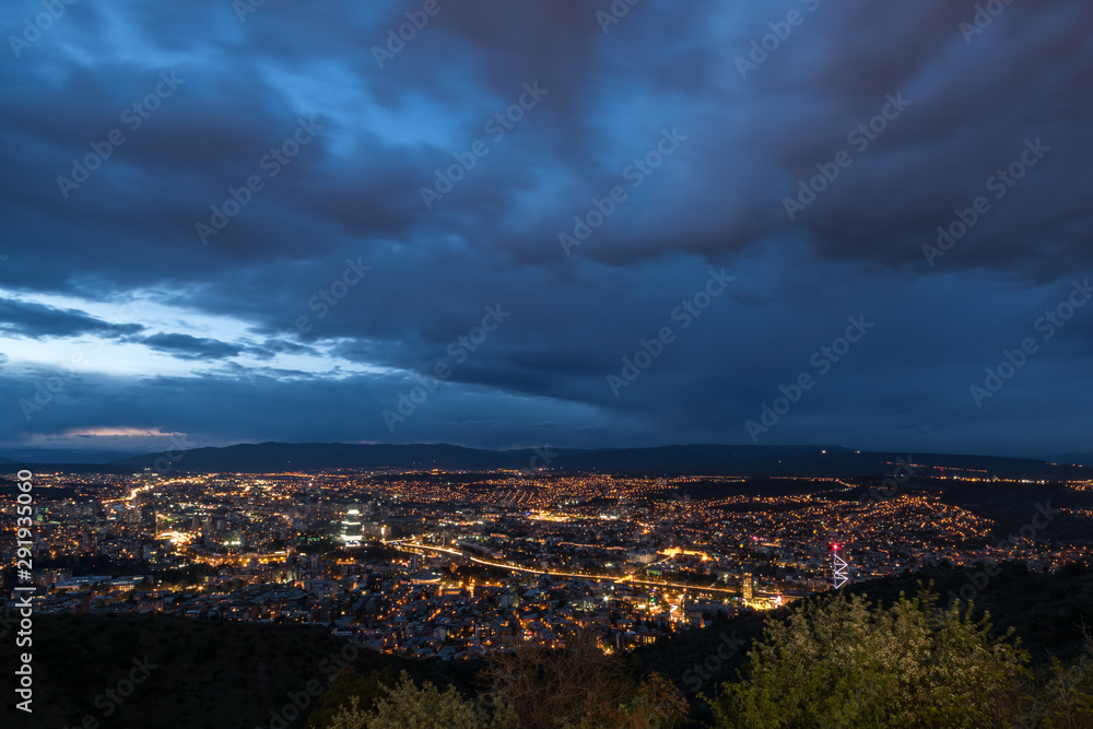 View of evening Tbilisi from Mount Mtatsminda