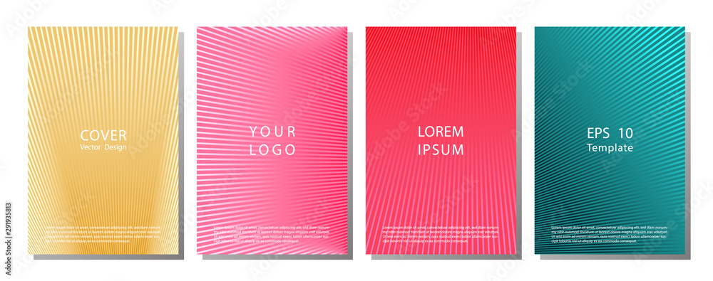 Annual report halftone gradient cover page templates vector set. Geometric graphic design.