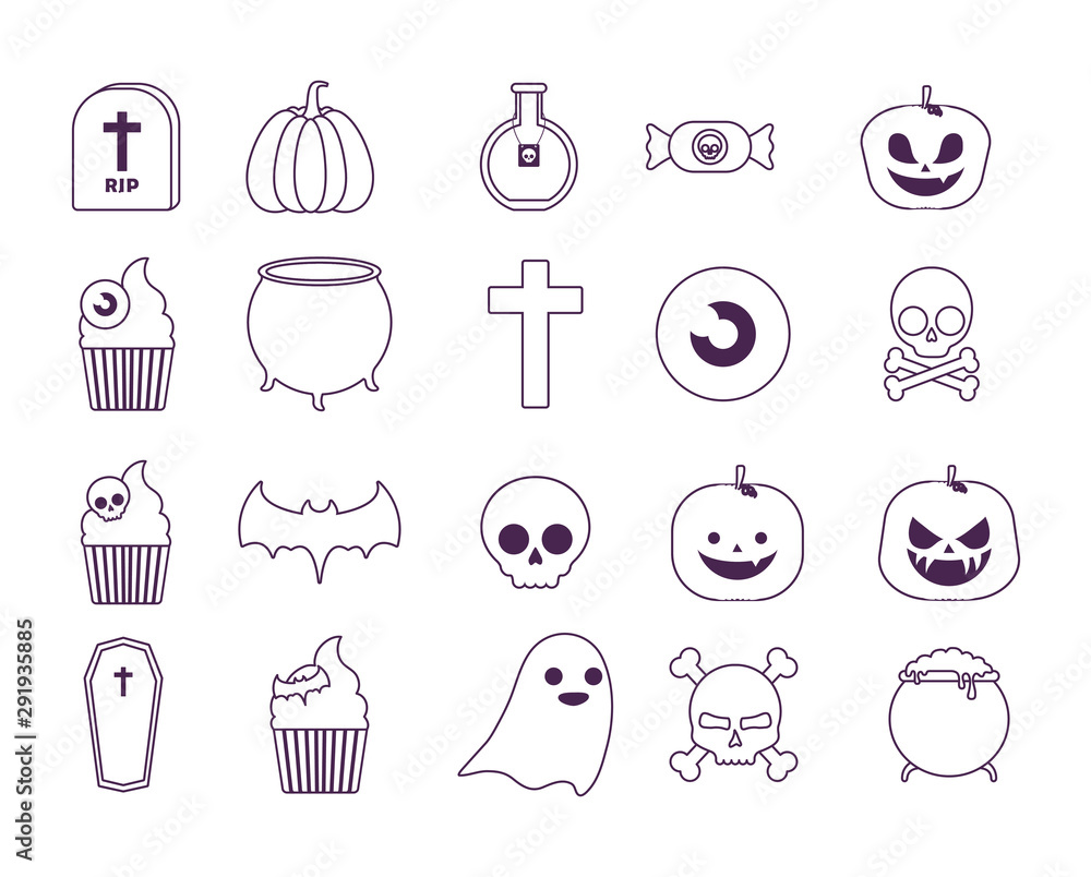 bundle halloween with set icons bundle halloween with set icons