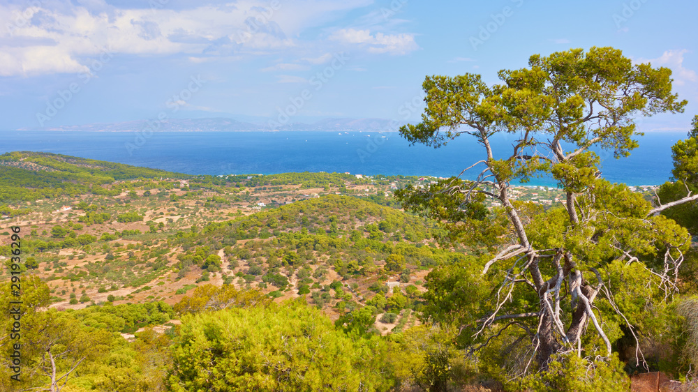 Panoramic view of seaside of Aegina Island