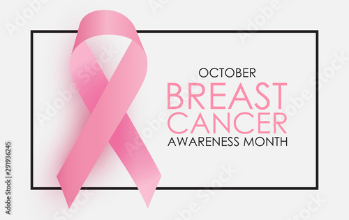 October Breast Cancer Awareness Month Concept Background. Pink Ribbon Sign. Vector illustration