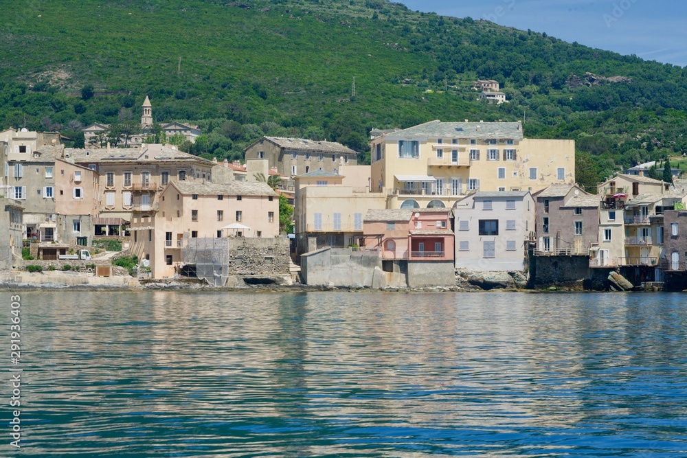 VIew from the ocean to an old village