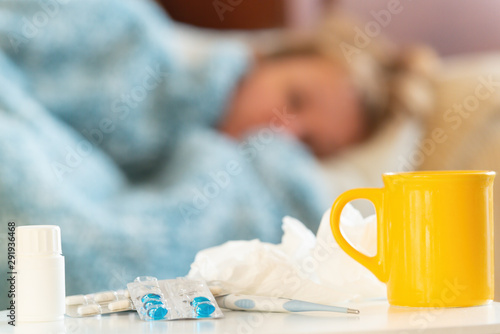 Mature woman suffering from flu or cold