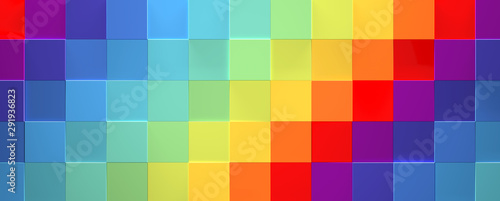 Wide Multicolored Geometric Background  3D Illustration 