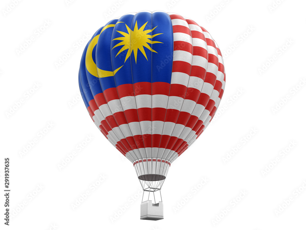 Fototapeta premium Hot Air Balloon with Malaysia flag. Image with clipping path