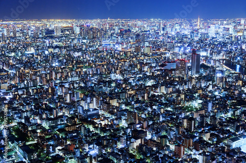 Tokyo cityscape at night in Japan