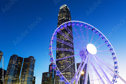 Hong Kong city at night photo