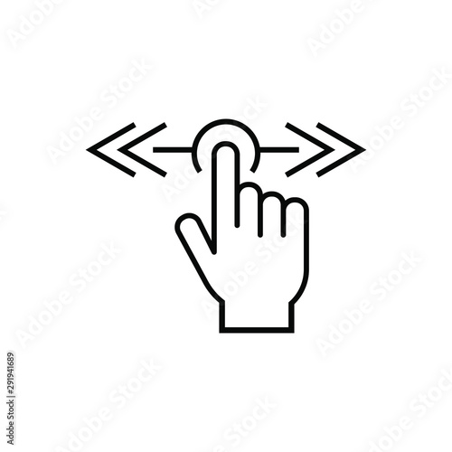 Horizontal Scroll touch screen gesture vector, Scroll touch screen gesture icon. hand swipe icon, horizontal scroll, line symbol set on white background - editable stroke vector illustration eps10