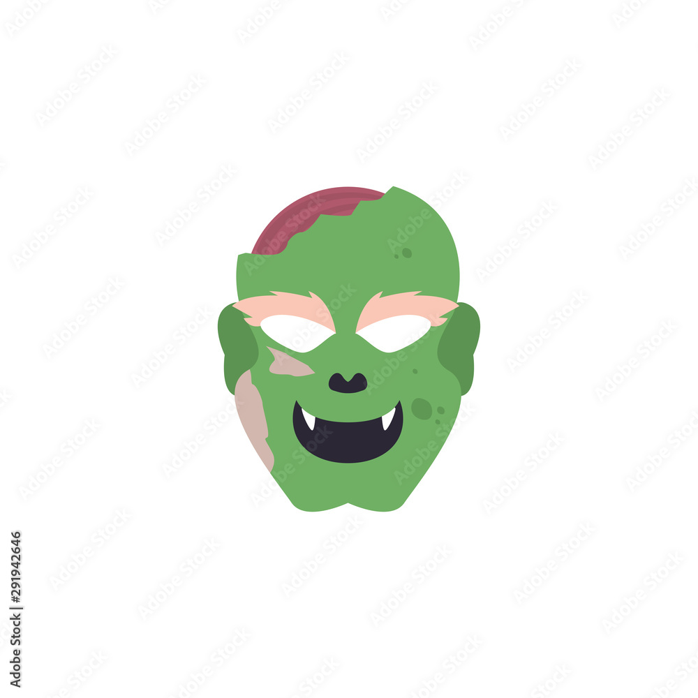 Fototapeta premium head of zombie in white background