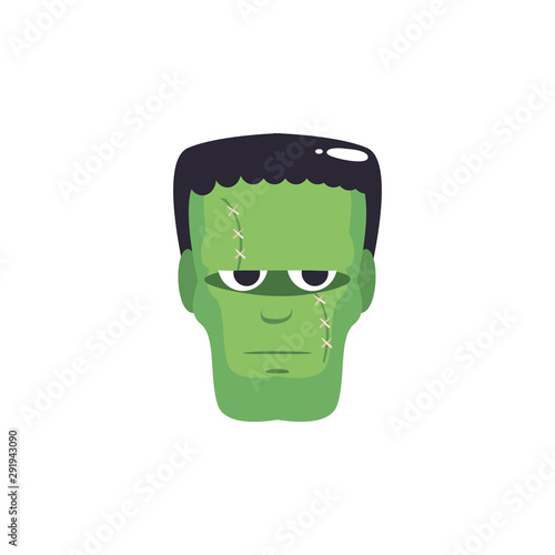 head of frankenstein in white background