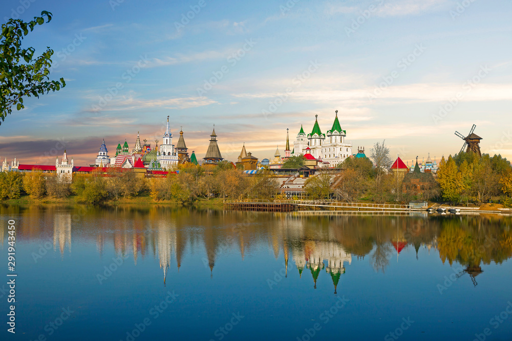 Moscow, Russia, Izmailovsky Kremlin.  Kremlin in Izmailovo is a cultural and entertainment complex, built in 1998-2007 on the territory of the estate Izmailovo. It is a wooden building, st