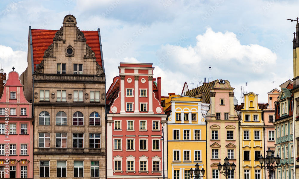 Tenements at the Town Hall Square in Wroclaw, Poland