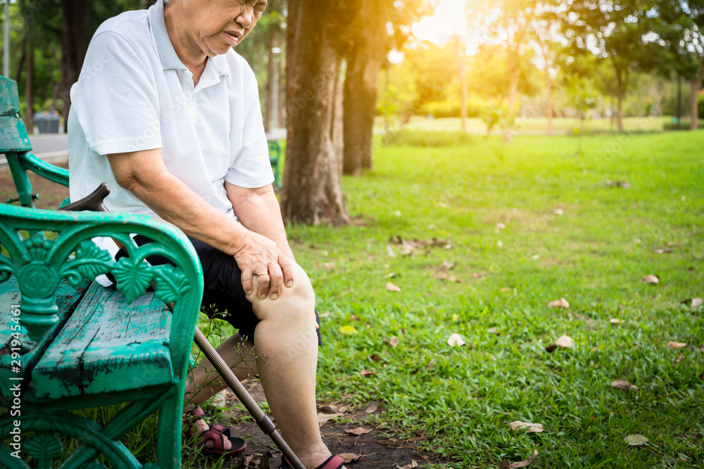 Asian senior woman arthritis,osteoarthritis,elderly people sitting