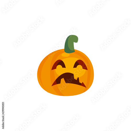 halloween pumpkin with fear face on white background