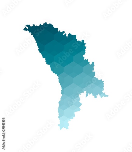 Photos Vector isolated illustration icon with simplified blue silhouette of Moldova map