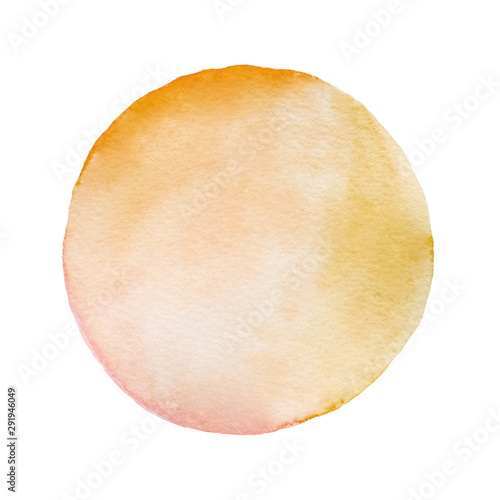Watercolor art illustration background, Brown circle shape watercolor panting design textured on white paper isolated on white background