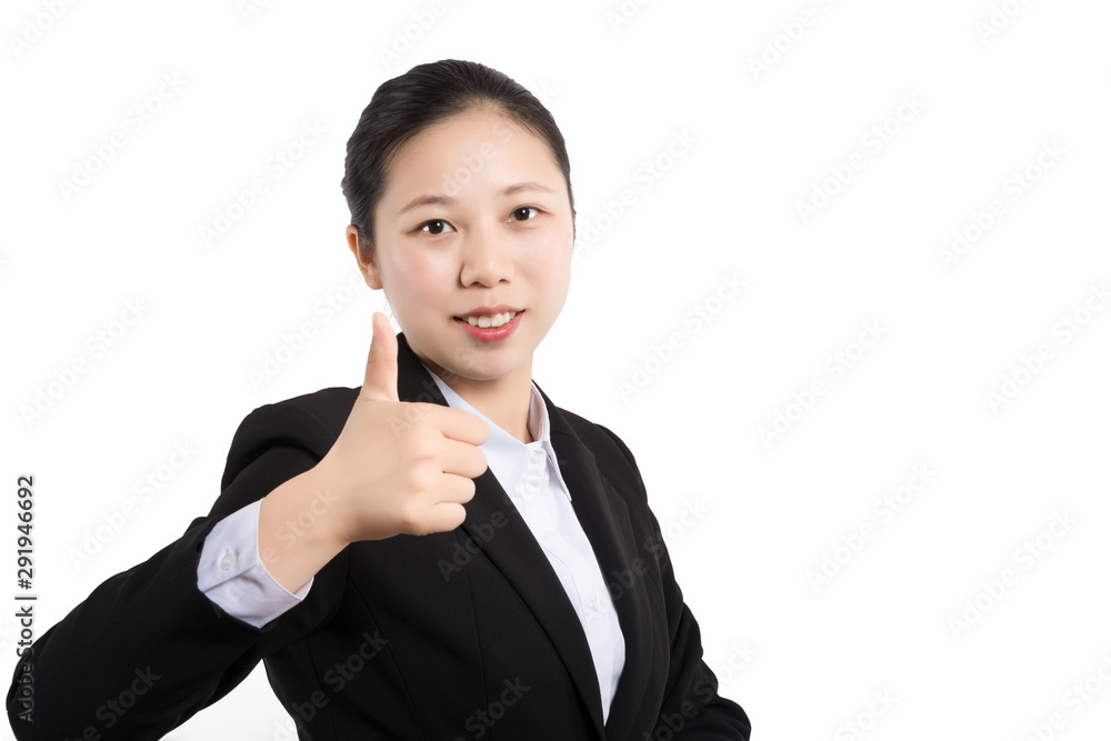 Young beautiful brunette businesswoman smiling looking at camera pointing finger in side over white background. Young beautiful brunette businesswoman smiling looking at camera pointing finger in side over white background.