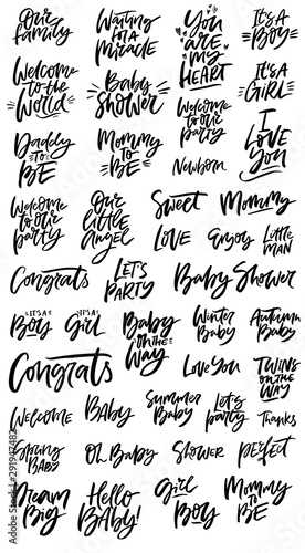 Baby shower hand drawn messages collection interesting quote ink