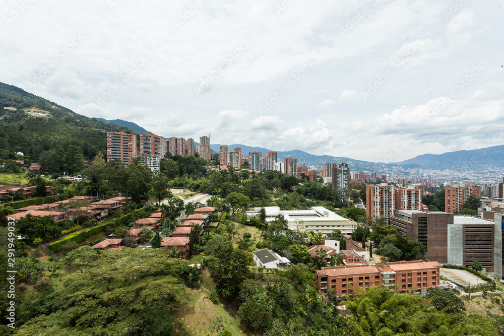 Neighborhood called el poblado. Vista aerea most expensive and exclusive sector of the city of Medellin - Antioquia / Colombia