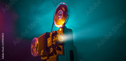 Fotografie Vintage film projector and film screening