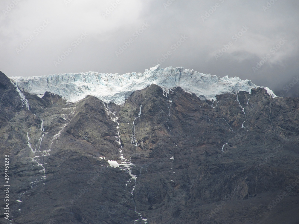 A glacier on the top of the mountain in Chile